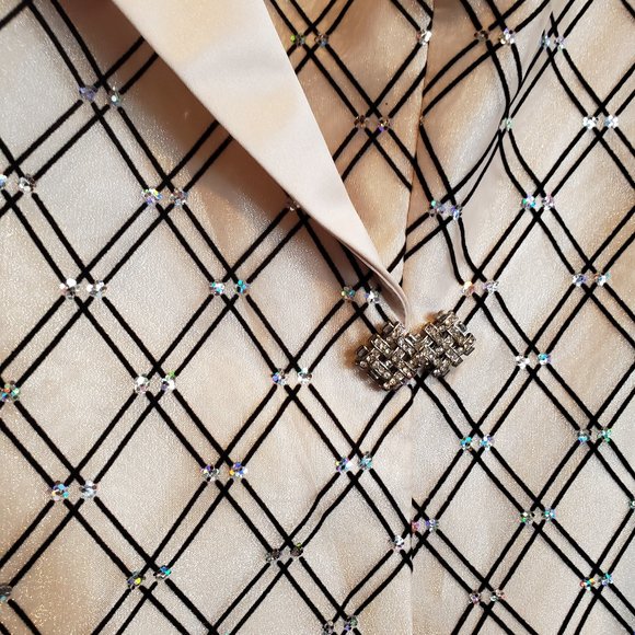 Dress Barn Metallic Gold Chiffon Jacket Blazer lined size 14 - Picture 3 of 8